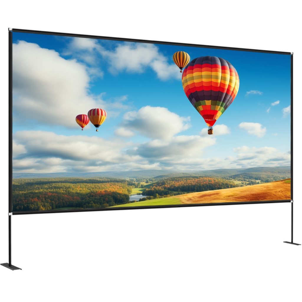 Projector Screen With Stand 150inch Portable Movie Screen 16:9 4K HD Wide Angle Outdoor Projector Screen Stand Easy Assembly With Storage Bag For Home Theater Office Outdoor Use